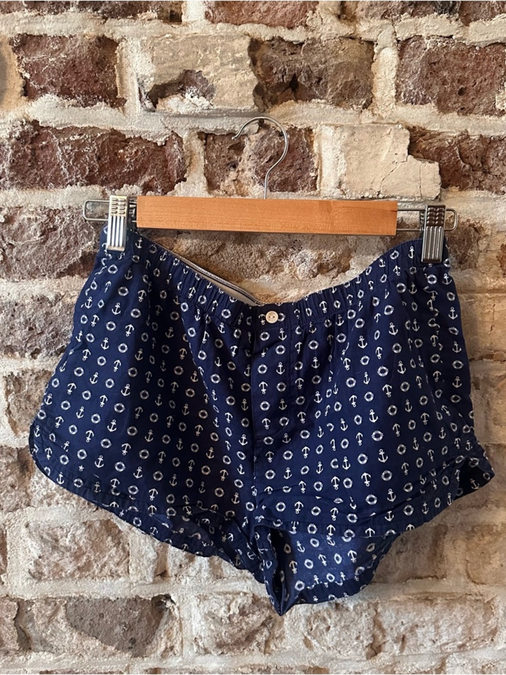 aerie Navy Nautical Print Boxer Shorts